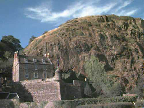 Dumbarton Rock, a volcanic plug of basalt where the River Leven flows into the River Clyde